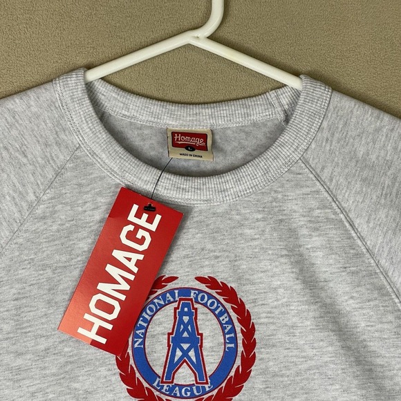 Homage Sweater Mens Large Gray Oilers Football NFL Sweatshirt Pullover Adult NWT - Picture 2 of 10